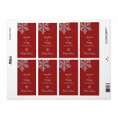 Offset Crystal Snowflake Wedding Wine Label (rot) (Vorne)