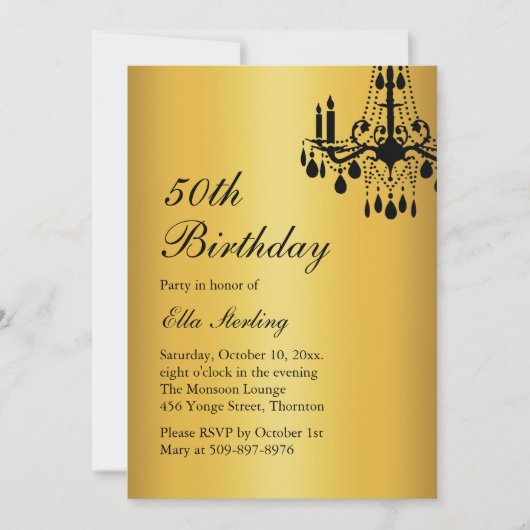 Offset Grand Ballroom Birthday Einladung Gold (Vorderseite)