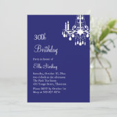 Offset Grand Ballroom Birthday Invitation (Indigo) Einladung (Stehend Vorderseite)