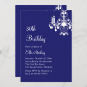 Offset Grand Ballroom Birthday Invitation (Indigo) Einladung (Vorne/Hinten)