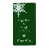 Offset Snowy Green Wedding Wine Label (Vorne)