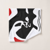 Offsetkammer: Abstrakt Schwarz, Weiß und Rot Badhandtuch Set (Waschlappen)