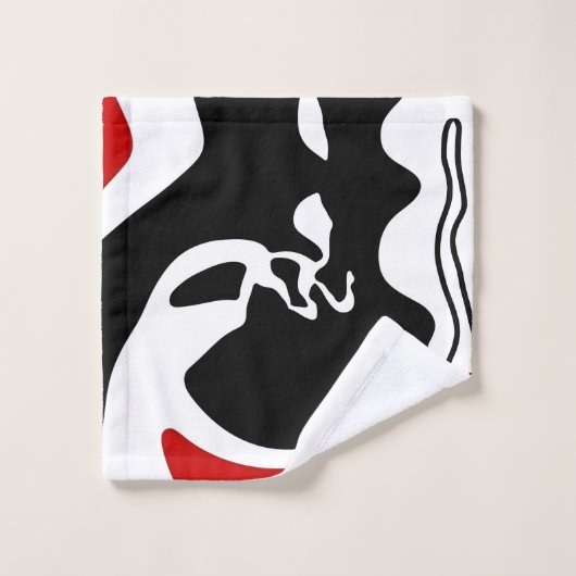 Offsetkammer: Abstrakt Schwarz, Weiß und Rot Badhandtuch Set (Waschlappen)