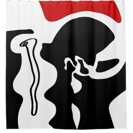 Offsetkammer: Abstrakt Schwarz, Weiß und Rot Duschvorhang (Vorderseite)
