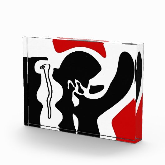 Offsetkammer: Abstrakt Schwarz, Weiß und Rot Fotoblock (Rechts)