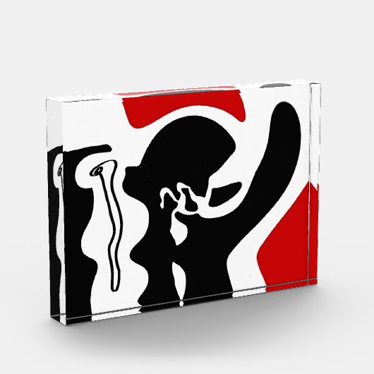 Offsetkammer: Abstrakt Schwarz, Weiß und Rot Fotoblock (Links)