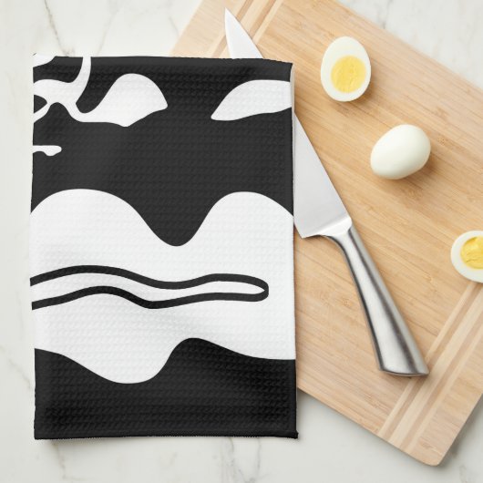 Offsetkammer: Abstrakt Schwarz, Weiß und Rot Geschirrtuch (Viertel Falte)