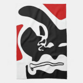 Offsetkammer: Abstrakt Schwarz, Weiß und Rot Geschirrtuch (Vertikal)