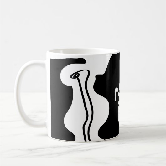 Offsetkammer: Abstrakt Schwarz, Weiß und Rot Kaffeetasse (Links)