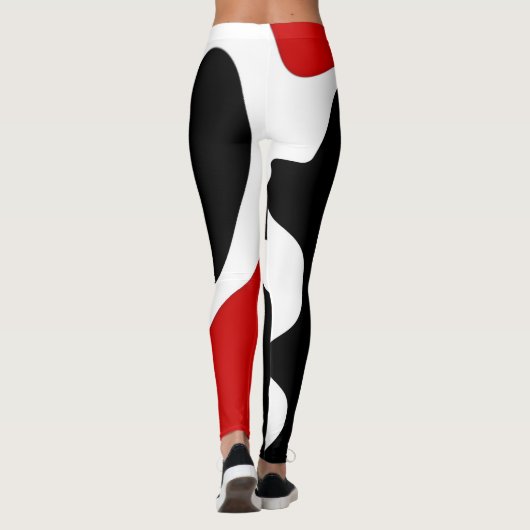 Offsetkammer: Abstrakt Schwarz, Weiß und Rot Leggings (Rückseite)