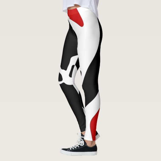 Offsetkammer: Abstrakt Schwarz, Weiß und Rot Leggings (Links)