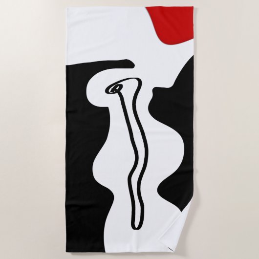 Offsetkammer: Abstrakt Schwarz, Weiß und Rot Strandtuch (Vorderseite)