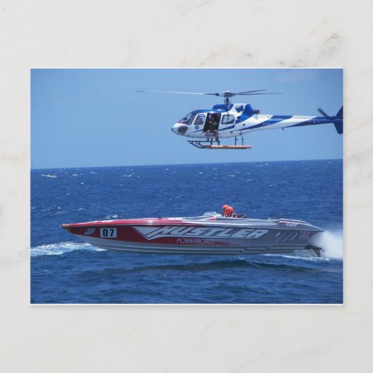 Offshore-Motorboote und -Hubschrauber Postkarte (Vorderseite)