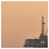 Offshore Öl Gas Rig Night Print Fabric 9"Square Stoff (Nahaufnahme)