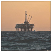 Offshore Öl Gas Rig Night Print Fabric 9"Square Stoff (Muster)