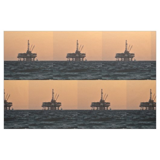Offshore Öl Gas Rig Night Print Fabric 9"Square Stoff (Fat Quarter (45,7 x 55,9 cm))