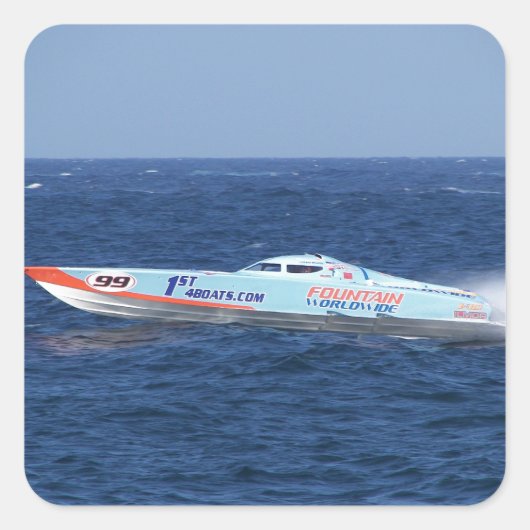 Offshore-Powerboat-Racer Quadratischer Aufkleber (Vorderseite)