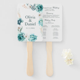 Offweiße und Aquamarine Hochzeitsfeier Fächer