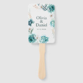 Offweiße und Aquamarine Hochzeitsfeier Fächer (Vorderseite)