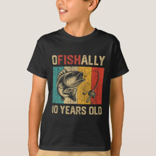 Ofishal 10 Jahre alt Lustiger Angelgeburtstag Fisc T-Shirt