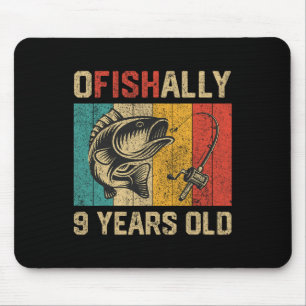 Ofishal 9 Jahre alt Lustiger Angler-Geburtstag Fis Mousepad