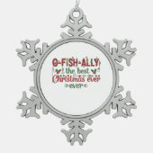 Ofishalal das beste Weihnachtsfest je Fischer Schneeflocken Zinn-Ornament (Vorderseite)