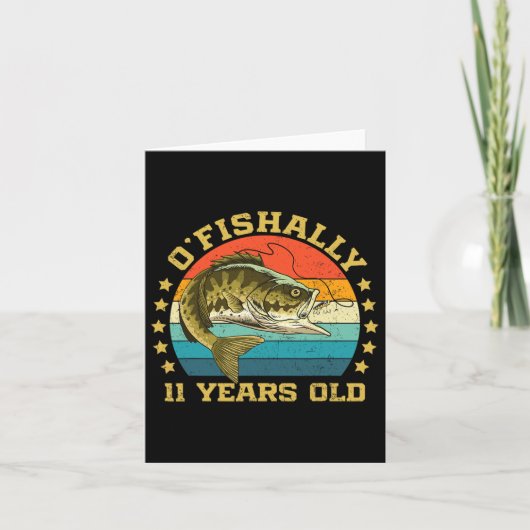 Ofishally 11 Jahre altes Funny Fishing Birthday Fi Karte (Vorderseite)