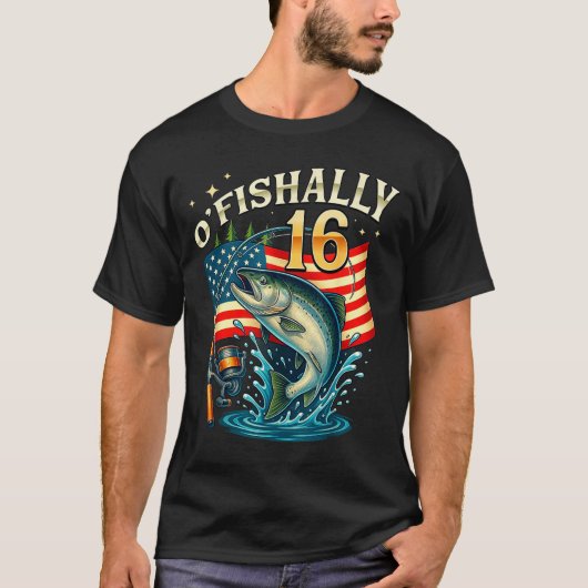 O'fishally 16 Years Old Fishing 16th Birthday Boys T-Shirt (Vorderseite)