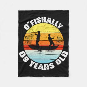 O'fishally 9 Jahre alte Fischerei-Geburtstag-Thema Fleecedecke