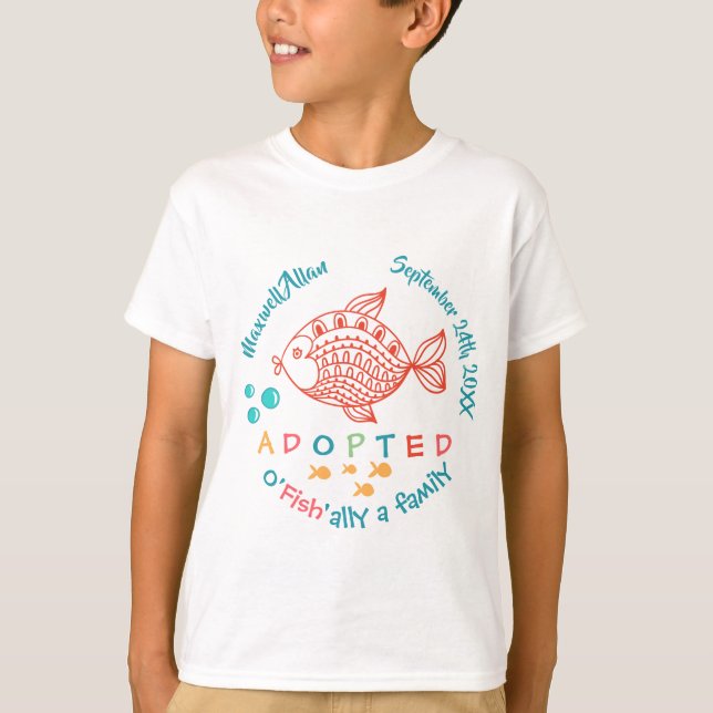OFish'ally eine Familien-Fisch-Themed T-Shirt (Vorderseite)
