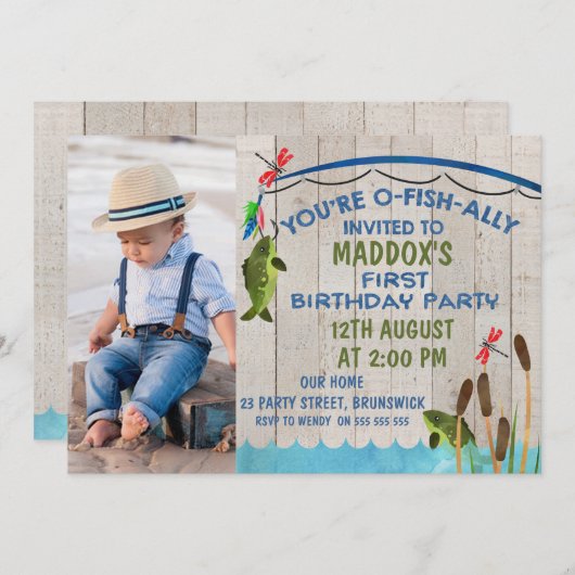 Ofishally Einladung zum ersten Geburtstag (Vorne/Hinten)