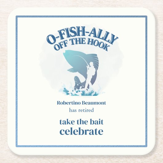 Ofishally Off The Hook Men's Retirement Party Rechteckiger Pappuntersetzer (Vorderseite)