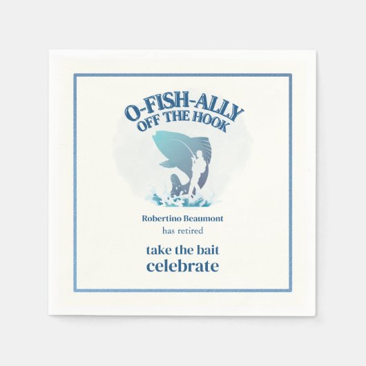 Ofishally Off The Hook Men's Retirement Party Serviette (Vorderseite)