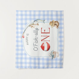 Ofishally One Birthday Personalized Banner Wandteppich