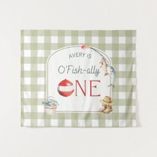 Ofishally One Birthday Personalized Banner Wandteppich