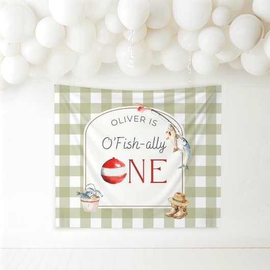 Ofishally One Birthday Personalized Banner  Wandteppich