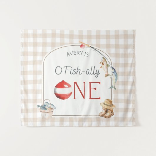 Ofishally One Birthday Personalized Banner Wandteppich (Vorderseite (Horizontal))