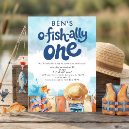 Ofishally One Fisherman Boy 1st Birthday Einladung