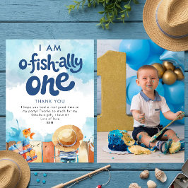 Ofishally One Fisherman Photo 1st Birthday Thanks Karte