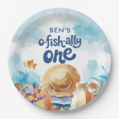 Ofishally One Fishing Boy 1st Birthday  Pappteller (Vorderseite)