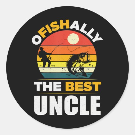 OFISHALLY THE BEST UNcle Fishing Onkel Runder Aufkleber (Vorderseite)