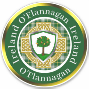 O'Flannagan Irish Shield/Celtic Cross Personalisie Aufkleber