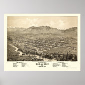 Ogden, UT Panoramablick Karte - 1875 Poster (Vorne)