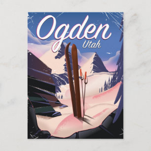 Ogden, Utah Ski-Poster Postkarte