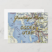 Ogden Utah Vintag Map Postkarte (Vorne/Hinten)