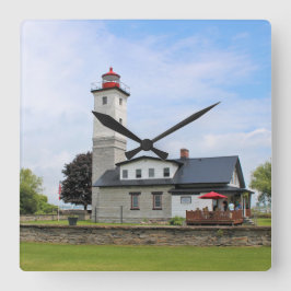 Ogdensburg Harbour Lighthouse, New York Wall Clock Quadratische Wanduhr