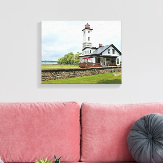 Ogdensburg Harbour Lighthouse, NY Wrapped Canvas Leinwanddruck (Insitu (Wohnzimmer))