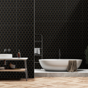 Ogee Gold Diamond Tufted Black Tapete