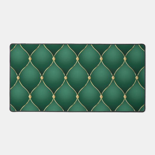 Ogee Gold Diamond tufted Dunkelgrün Schreibtischunterlage (Vorderseite)