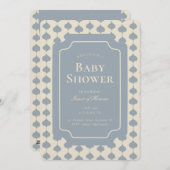 Ogee Stripe Geometric Gender Neutral Beige Blue Einladung (Vorne/Hinten)